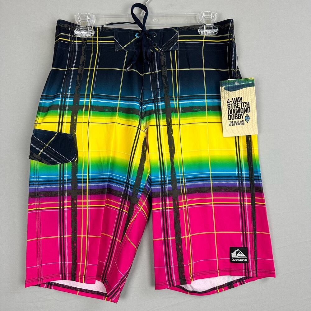 Quiksilver Men’s 30 Cypher Wonderland Board Shorts Stretch Cargo Plaid - Picture 1 of 11